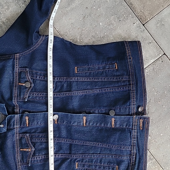 Old Navy Dark Wash Denim Trucker Jacket Women's Sz L - Picture 7 of 9